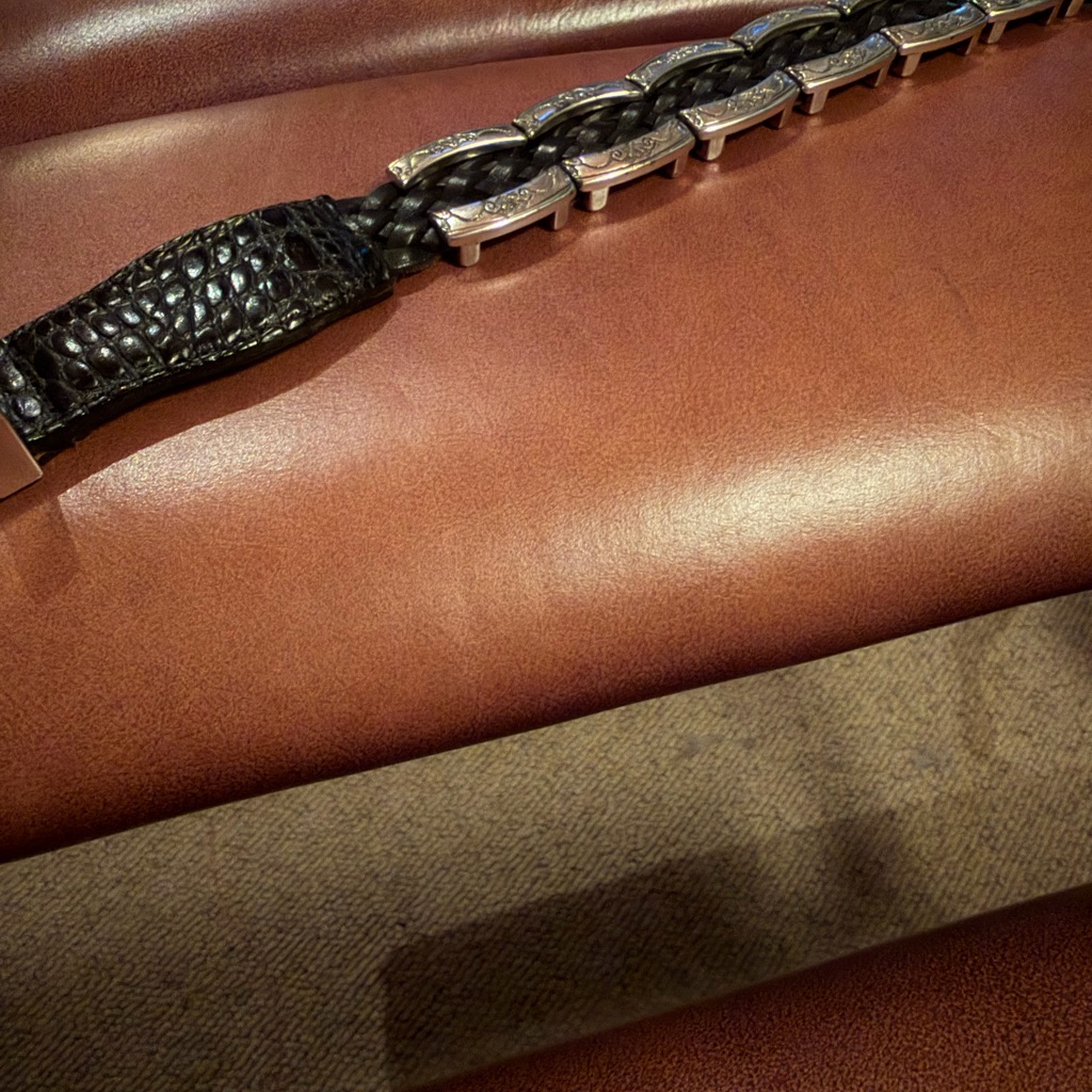Brighton Black Braided Leather Belt With Silver Buckle